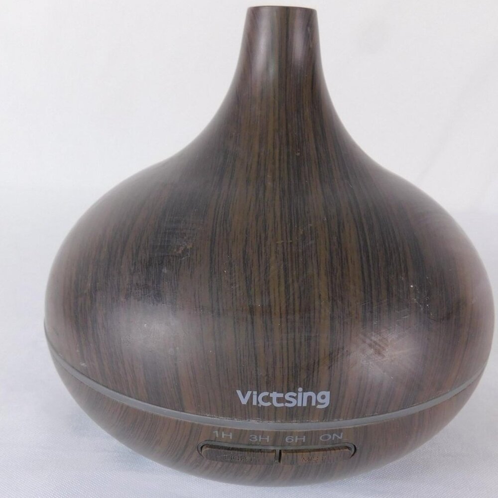 VicTsing Ultrasonic Oil Diffuser HM004 Brown Wood Grain Plug In Timer Aroma